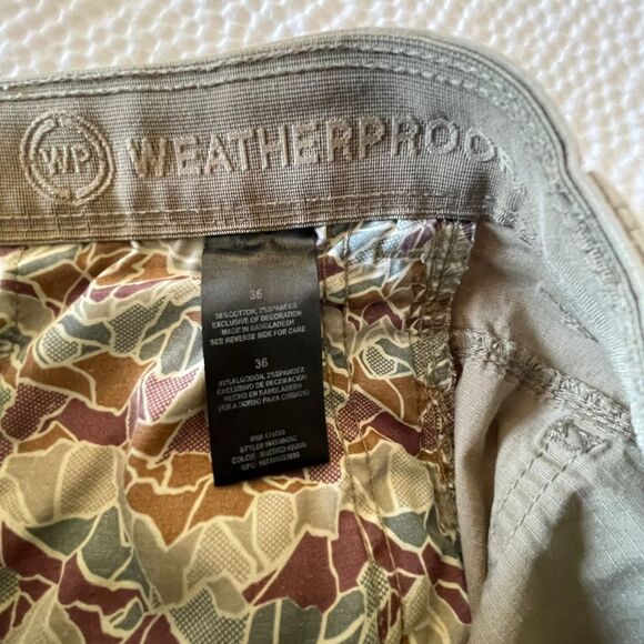 WP Weatherproof Men's Brown Flat Front Cargo Pant Khaki Chino Shorts Size 36 - Picture 5 of 9